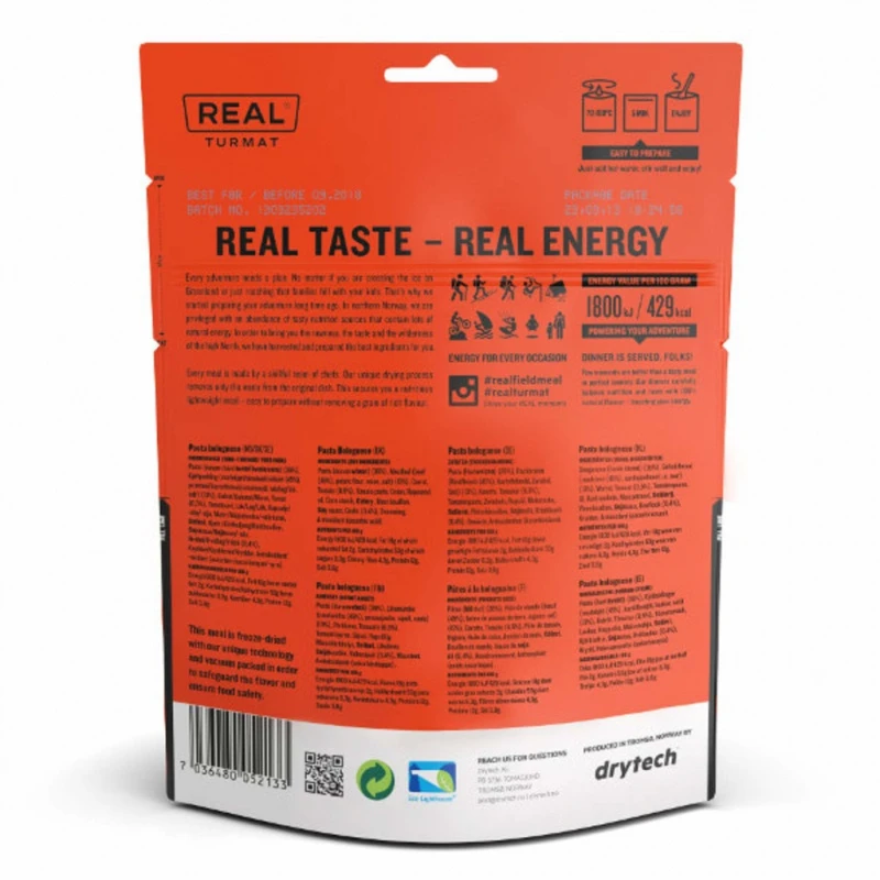 Real Turmat Pasta Bolognese 4 Real Turmat Pasta Bolognese - Afbeelding 2